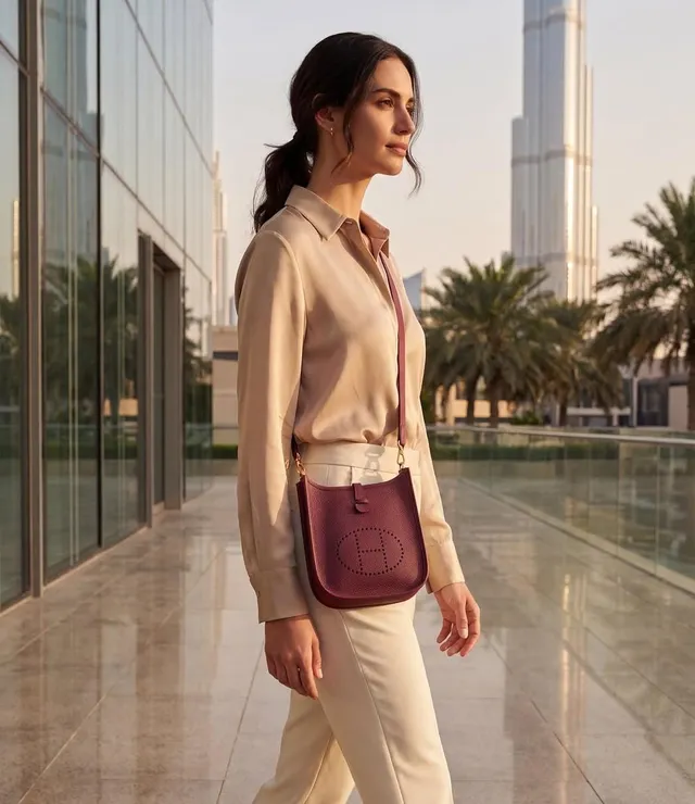 Hermes Evelyne Mini Rouge H  Clemence Leather Bag GHW    